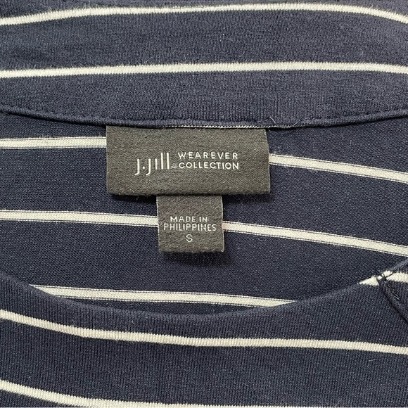 J. Jill Wearever Collection Navy & White Stripe Blouse Top Women's Size S - Picture 6 of 9